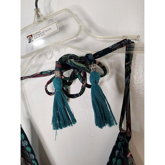 Vanessindia One Size Silk Blend Floral Paisley Print Halter Top Made In India - Picture 6 of 7